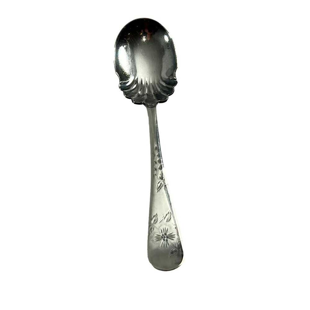 Vintage Rockford Sugar Spoon Rockport Silverplate S. P. Co 5 Star Line Flowers